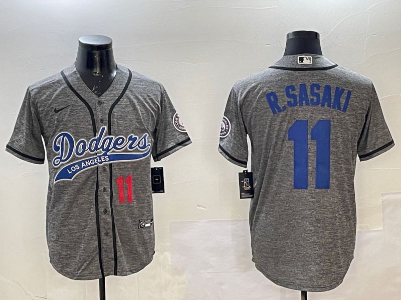Men Los Angeles Dodgers 11 R.Sasaki Grey Joint Name 2025 Nike MLB Jersey style 3